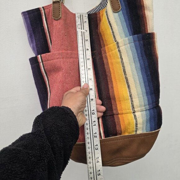 FREDD + BASHA Oversized Multi Convertible Serape Leather Funky Travel Bag BOHO - Picture 6 of 12